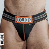 Oxballs Slingjock Upthrust Slider-Strap Jock Black Iron Jockstraps
